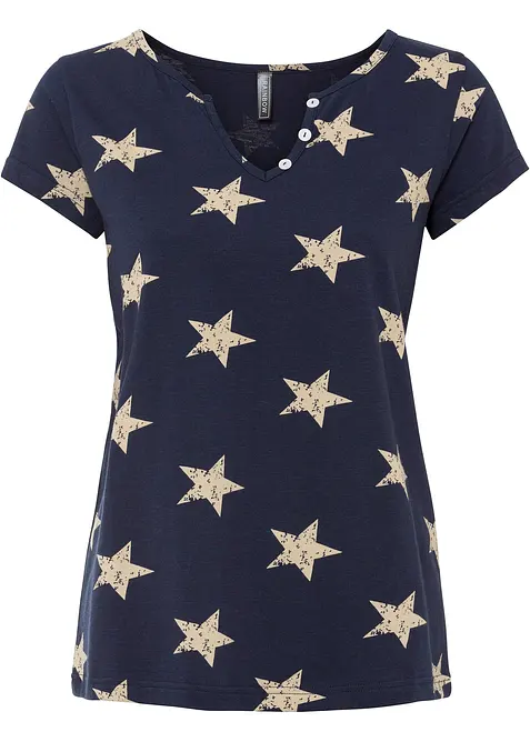 Shirt mit Sternen in blau von vorne - bonprix