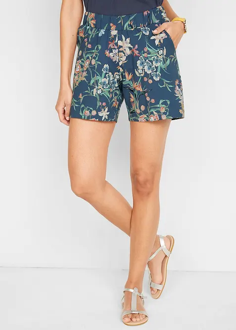 Jersey-Shorts aus elastischem Baumwoll-Mix (2er Pack) in blau von vorne - bonprix