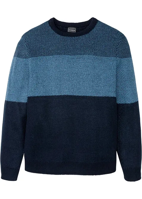 Feinstrickpullover in Regular-Fit in blau von vorne - bonprix