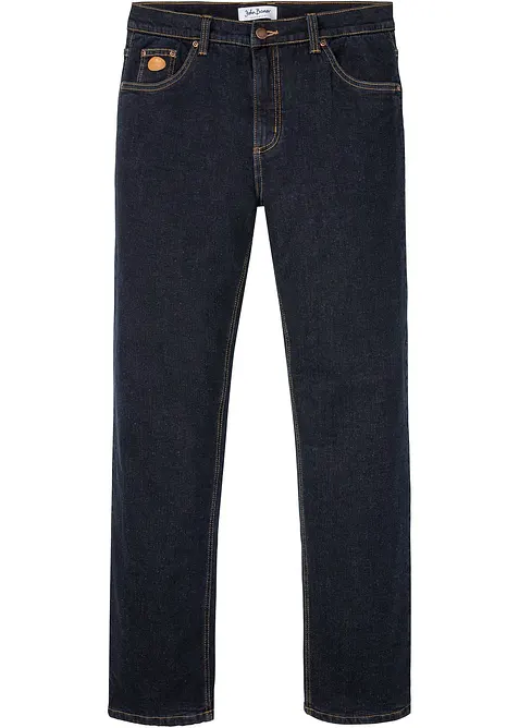 Thermo Classic-Fit-Jeans mit wärmendem Fleecefutter, Straight in blau von vorne - bonprix