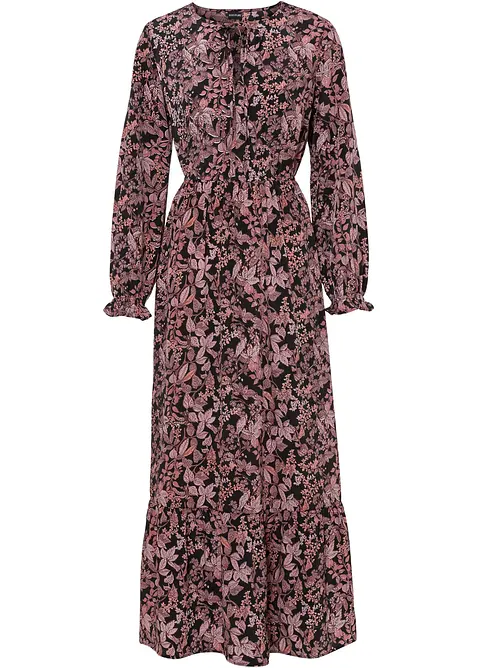 Maxikleid aus reiner Viskose in schwarz von vorne - bonprix