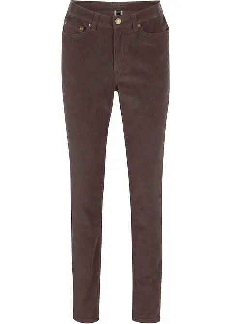 Enge Cordhose aus Baumwoll-Mix in braun von vorne - bonprix