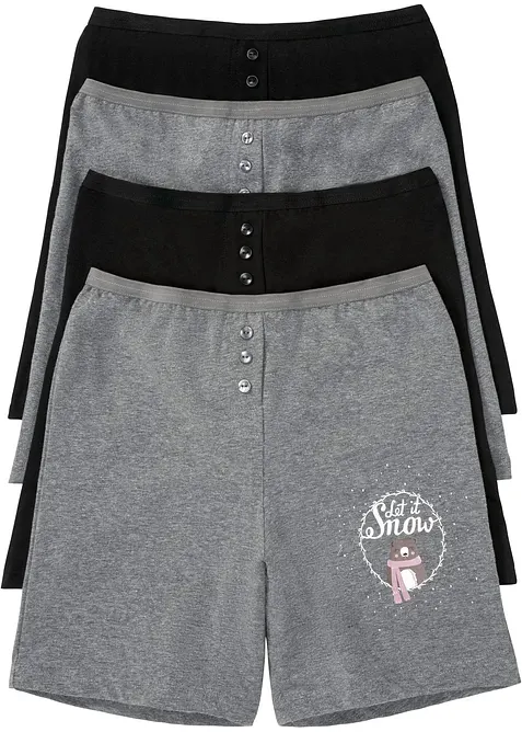 Lange Boxer mit Baumwolle und hohem Bund (4er Pack) in schwarz von vorne - bonprix