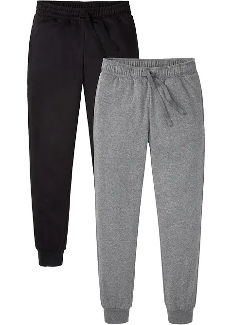 Regular Fit Jogginghose, Straight  (2er Pack) in grau von vorne - bonprix