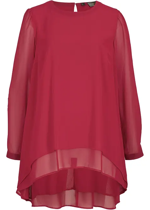 Long-Tunika aus Chiffon in rot von vorne - bonprix