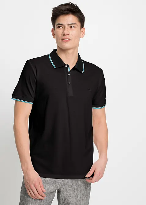 Poloshirt aus robustem Piqué (3er Pack) in blau von vorne (im Anschnitt) - bonprix