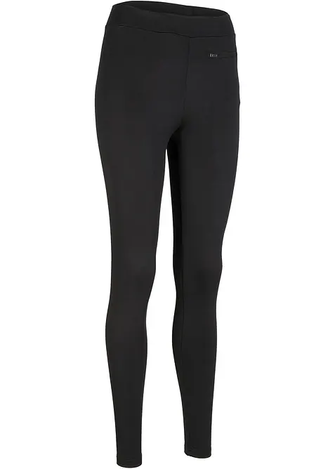 Knöchelfreie Thermo Sport-Leggings mit Tasche, schnelltrocknend in schwarz von vorne - bonprix