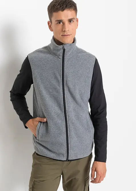 Fleece-Weste (2er Pack) in schwarz von vorne (im Anschnitt) - bonprix