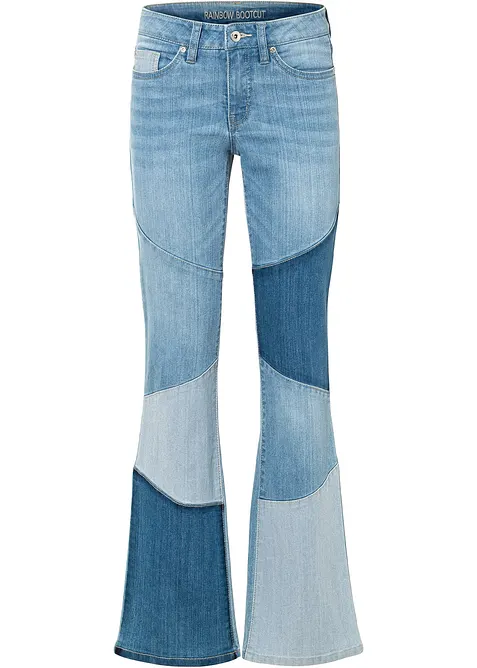 Flared-Jeans Mid Waist in blau von vorne - bonprix