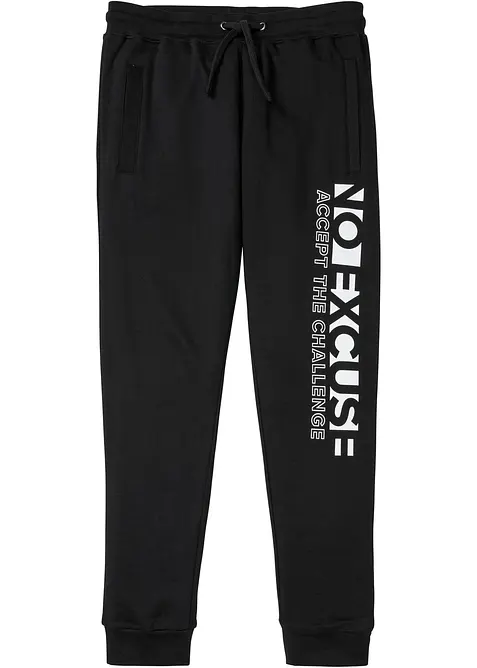 Jogginghose aus reiner Baumwolle in schwarz von vorne - bonprix