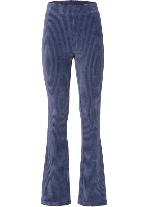 Ausgestellte Leggings in Cordoptik in blau von vorne - bonprix