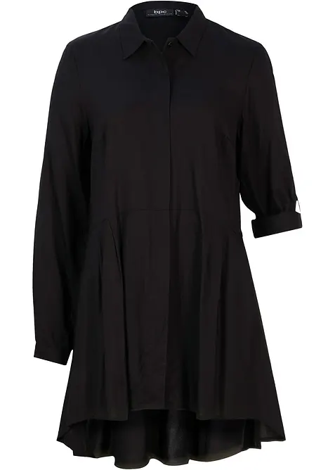 Vokuhila-Bluse aus fließender Viskose in schwarz von vorne - bonprix