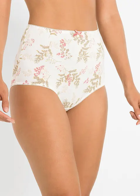 Highwaist Slip mit Bio-Baumwolle (4er Pack) in weiß von vorne - bonprix