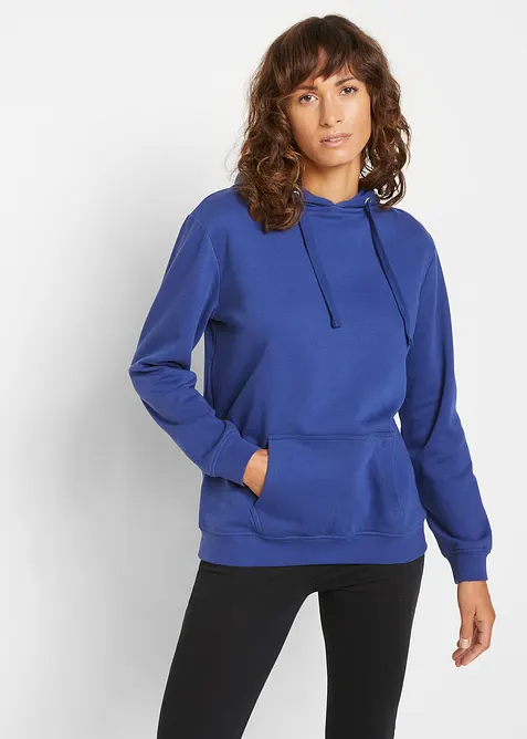 Hoodie in blau von vorne (im Anschnitt) - bonprix