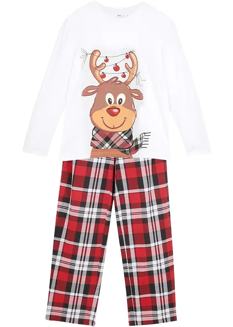 Pyjama aus reiner Bio-Baumwolle in weiß von vorne - bonprix