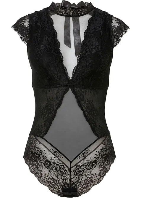 Body aus zarter Spitze in schwarz von vorne - bonprix