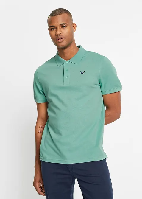 Poloshirt aus reiner Bio-Baumwolle (2er Pack) in grün von vorne (im Anschnitt) - bonprix