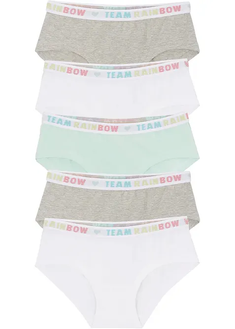 Hipster mit weicher Baumwolle (5er Pack) in grau von vorne - bonprix