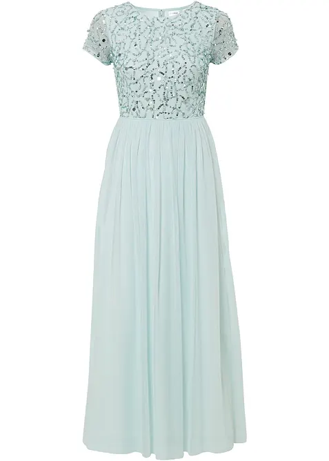 Maxikleid mit Paillettenstickerei in blau von vorne - bonprix