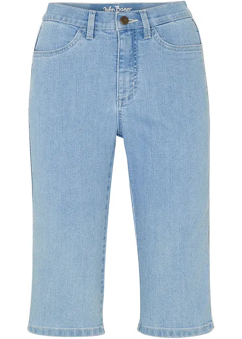 Jeans-Bermuda Slim Fit High Waist in blau von vorne - bonprix