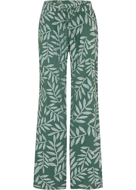 Palazzo-Hose aus fließender Viskose in grün von vorne - bonprix