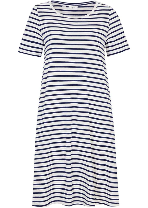 Baumwoll-Shirtkleid aus Flammgarn in weiß von vorne - bonprix