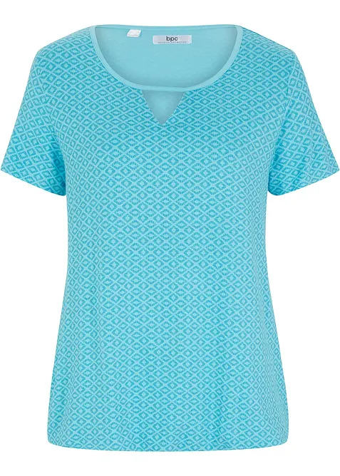Shirt mit Gummizug, Kurzarm in blau von vorne - bonprix