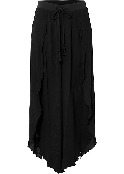 Hose aus strukturiertem Crinkle in schwarz von vorne - bonprix