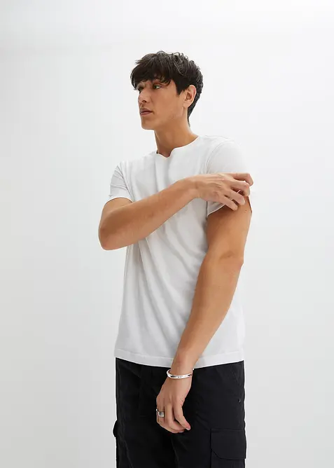 T-Shirt in Regular Fit (5er Pack) in weiß von vorne (im Anschnitt) - bonprix