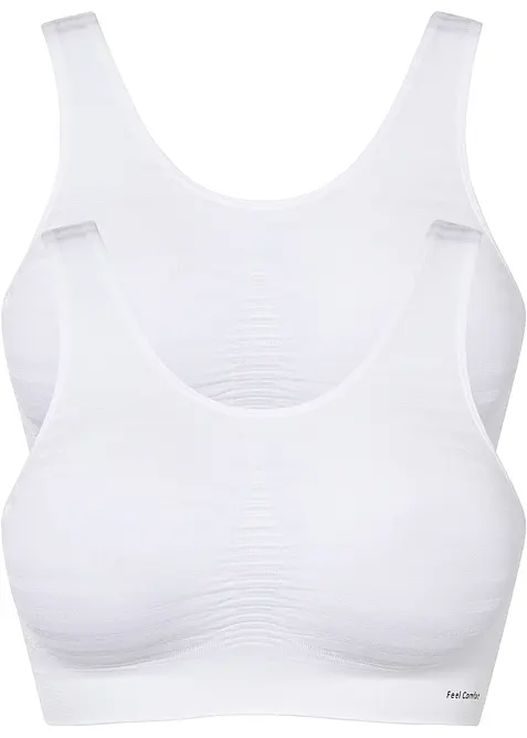 Feel Comfort Seamless Bustier (2er Pack) in weiß von vorne - bonprix