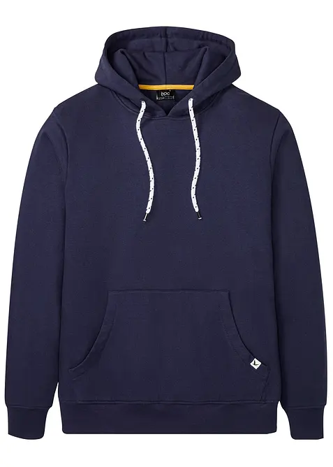 Hoodie aus weichem Baumwoll-Mix in blau von vorne - bonprix