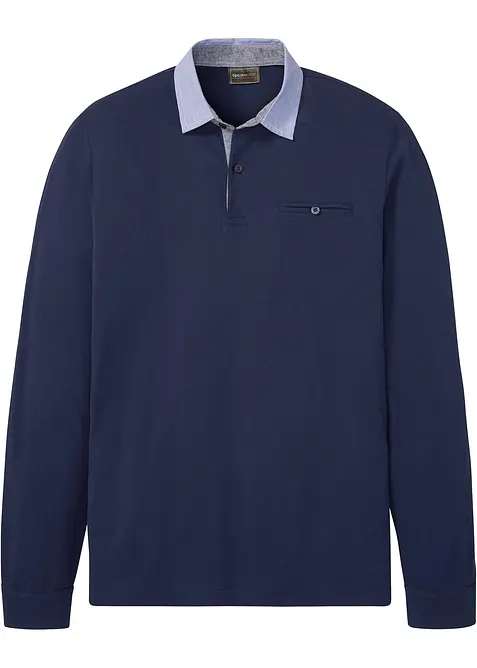Poloshirt aus robustem Piqué in blau von vorne - bonprix