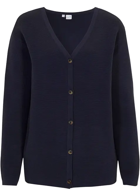 Feinstrickjacke in blau von vorne - bonprix