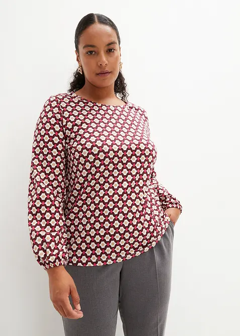 Langarmshirt aus leichtem Jersey in weiß von vorne (im Anschnitt) - bonprix