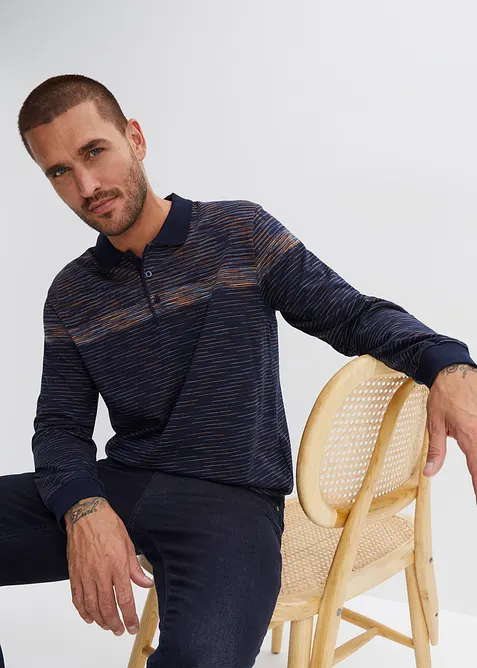 Poloshirt aus reiner Bio-Baumwolle in blau von vorne (im Anschnitt) - bonprix
