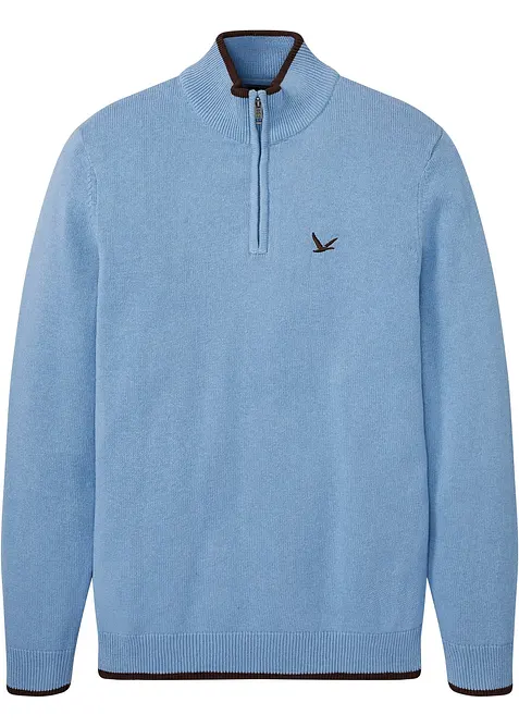 Pullover in Regular Fit in blau von vorne - bonprix