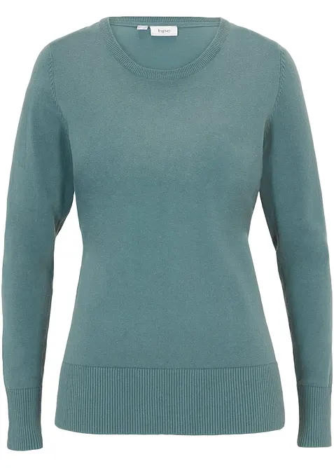 Basic Pullover mit recycelter Baumwolle in grün von vorne - bonprix