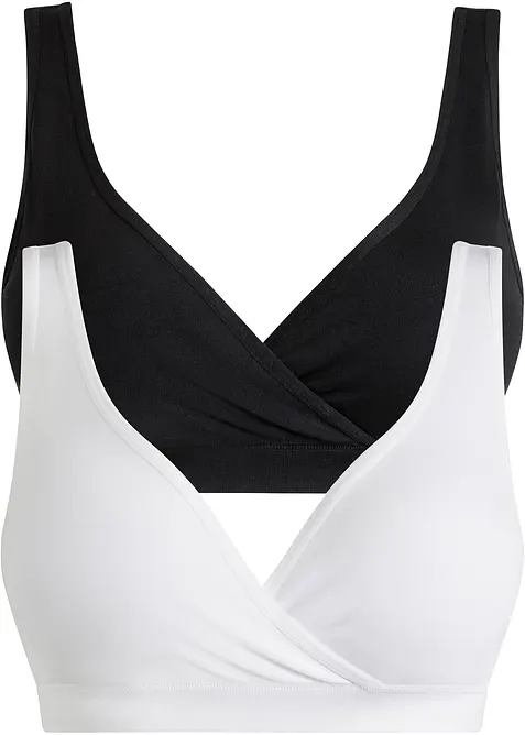 Seamless Still-Bustier (2er Pack) in schwarz von vorne - bonprix