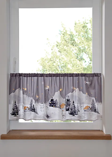 LED Scheibengardine mit Winterlandschaft in grau - bonprix