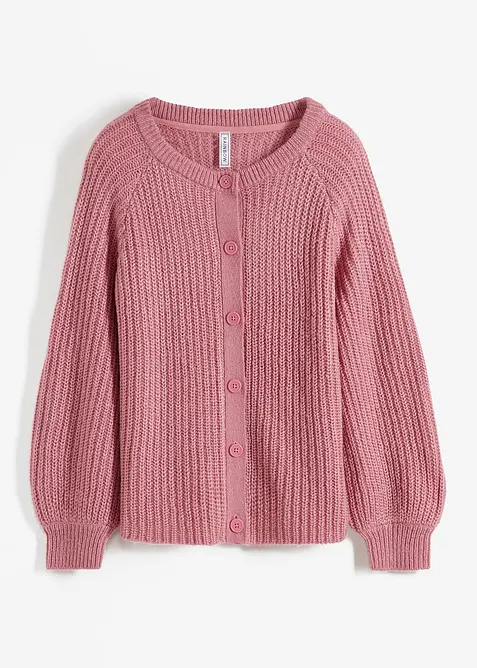 Grobstrickjacke mit Raglanärmeln in rosa von vorne - bonprix