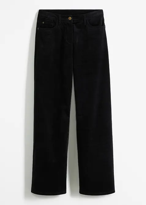 Marlene-Cordhose aus Baumwoll-Mix in schwarz von vorne - bonprix