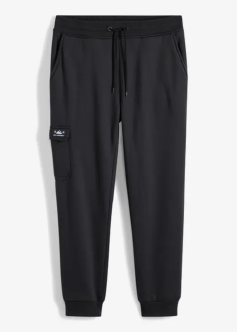 Thermo-Jogginghose mit flauschigem Teddyfleece in schwarz von vorne - bonprix