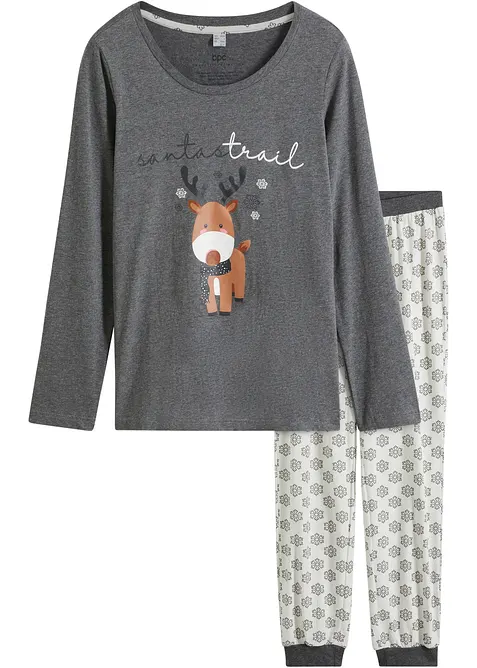 Pyjama aus weicher Baumwolle in weiß von vorne - bonprix