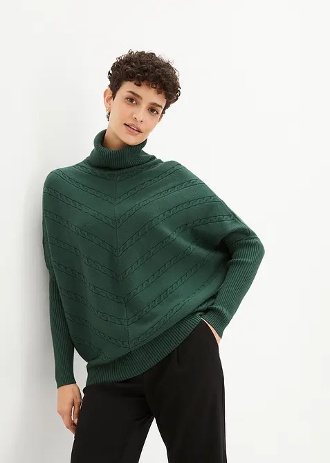 Rollkragenpullover in grün von vorne (im Anschnitt) - bonprix