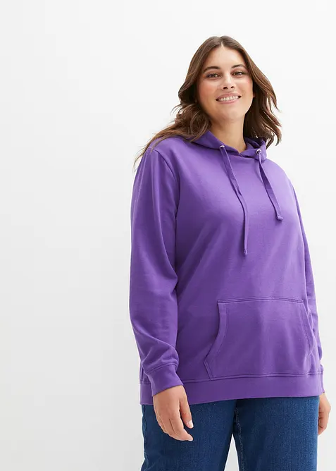 Hoodie in lila von vorne (im Anschnitt) - bonprix