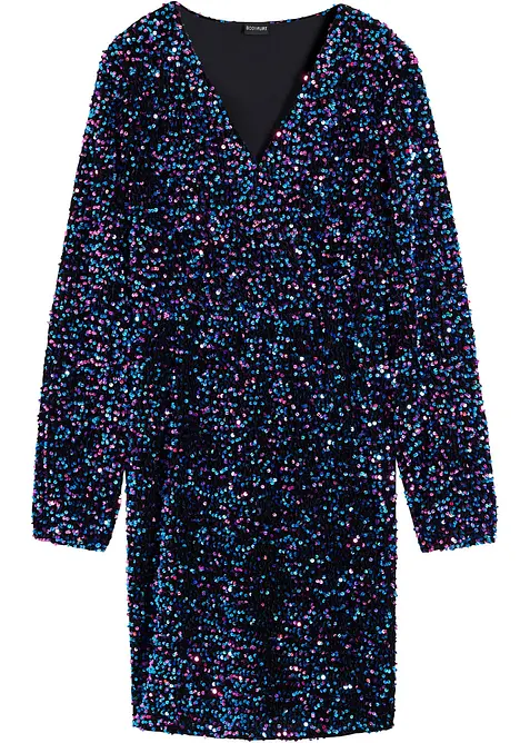 Paillettenkleid aus softem Samt in schwarz von vorne - bonprix