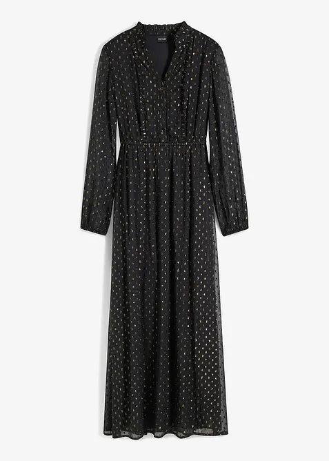 Maxikleid mit Glitzer in schwarz von vorne - bonprix