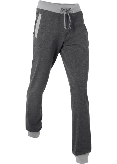 Jogginghose mit Kontrastbündchen in schwarz von vorne - bonprix