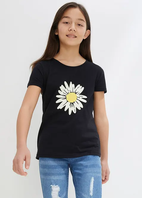 T-Shirt aus reiner Bio-Baumwolle (2er Pack) in blau von vorne (im Anschnitt) - bonprix