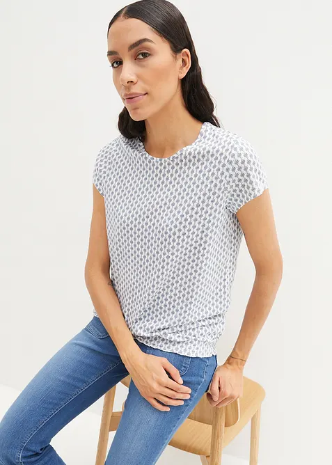 Shirt, Doppelpack, bedruckt, Mini-Arm in weiß von vorne (im Anschnitt) - bonprix